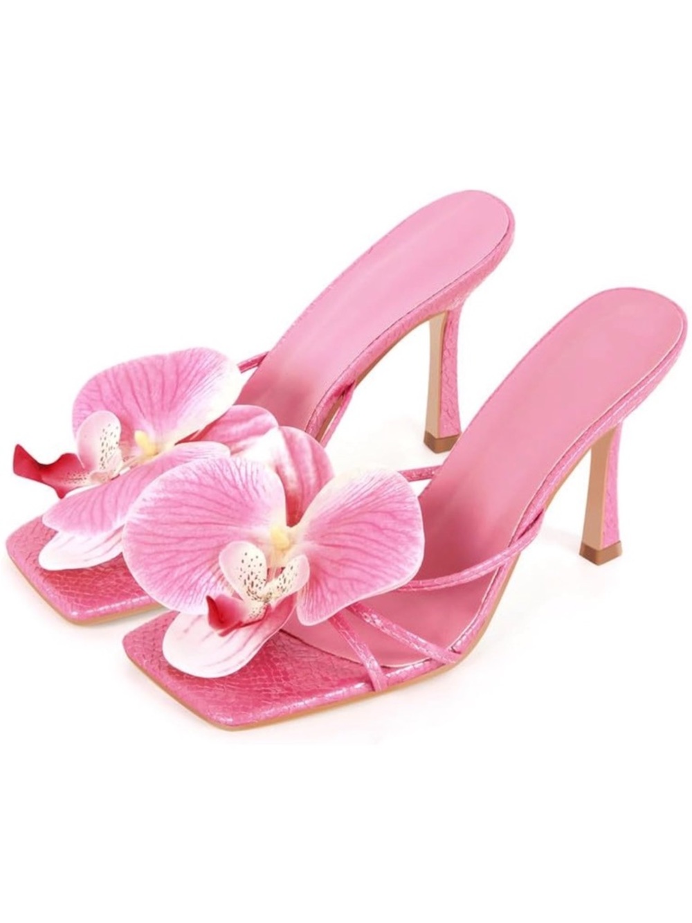 Pink Floral Orchid High Heel Sandals